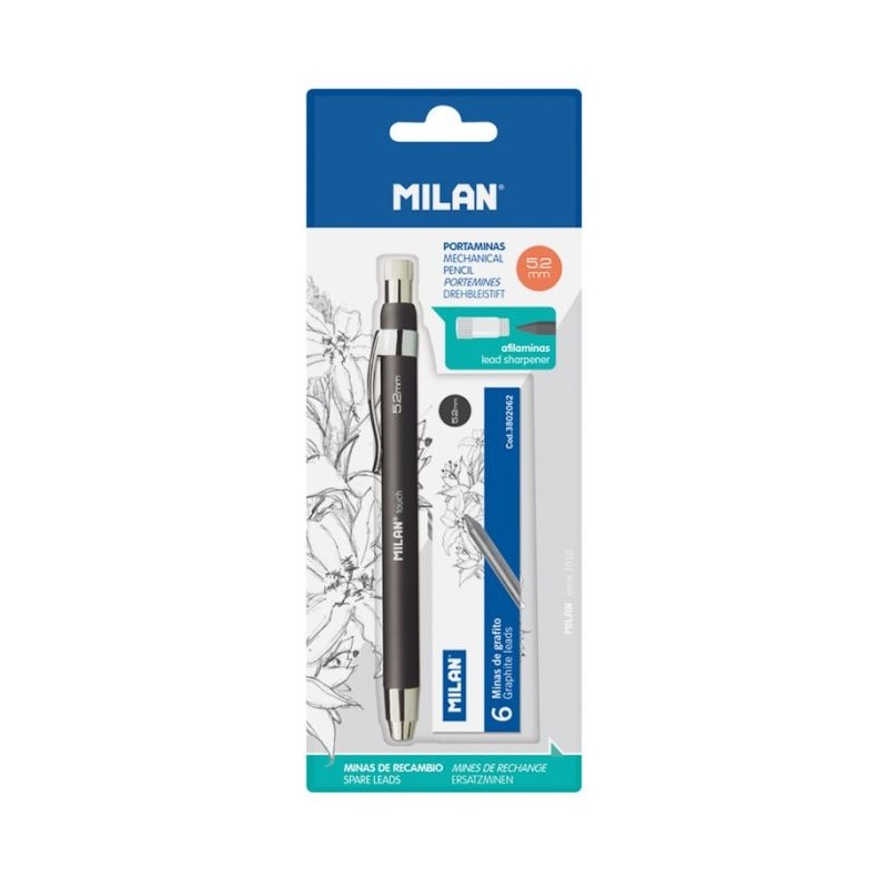 Porte mine pte 5.2 ss blister avec 6 mines touch Milan