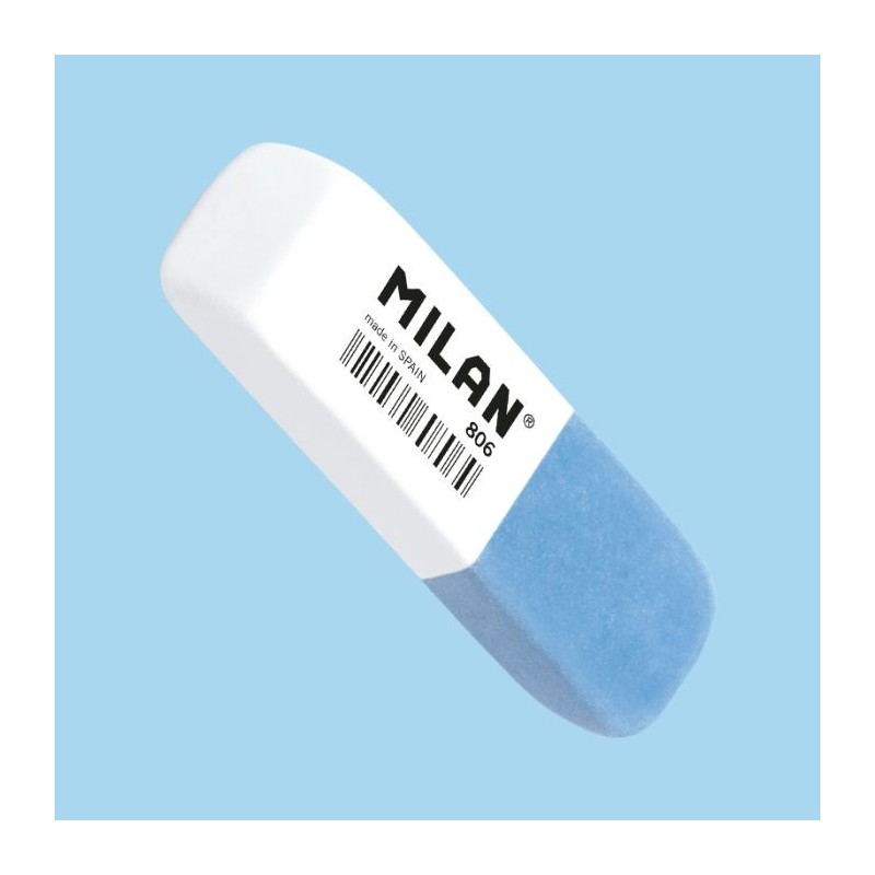 Gomme 2 usage blanc et bleu MILAN