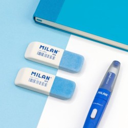 Gomme 2 usage blanc et bleu MILAN