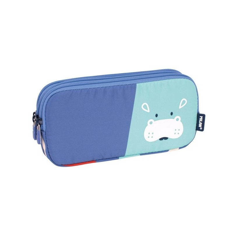 Trousse 3 compartiments Bleu 22 X 11 X 6,5cm Milan