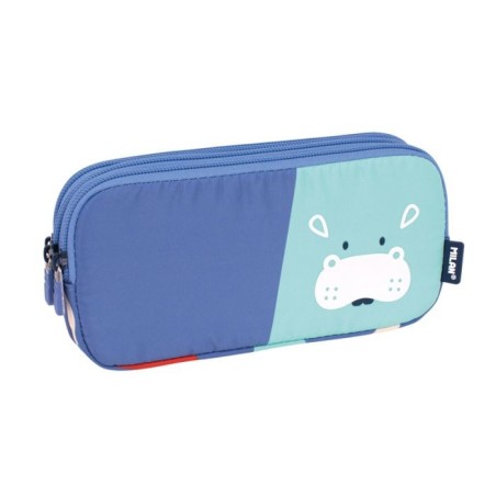 Trousse 3 compartiments Bleu 22 X 11 X 6,5cm Milan