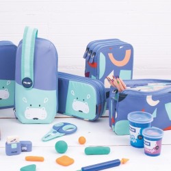 Trousse 3 compartiments Bleu 22 X 11 X 6,5cm Milan