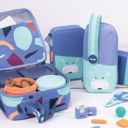 Trousse garnie 2 compartiments FUN ANIMALS Bleu Milan