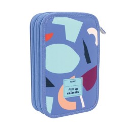 Trousse garnie 2 compartiments FUN ANIMALS Bleu Milan