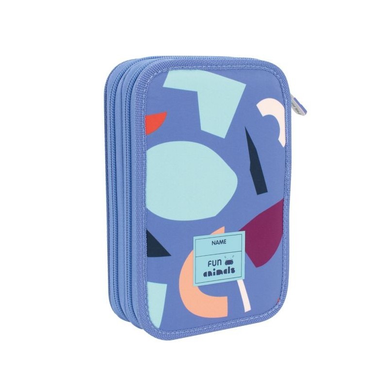 Trousse garnie 2 compartiments FUN ANIMALS Bleu Milan