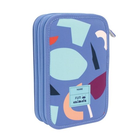 Trousse garnie 2 compartiments FUN ANIMALS Bleu Milan