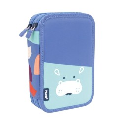 Trousse garnie 2 compartiments FUN ANIMALS Bleu Milan