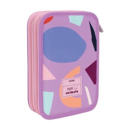 Trousse garnie 2 compartiments FUN ANIMALS Violet Milan