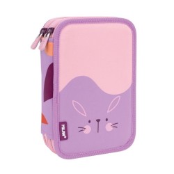 Trousse garnie 2 compartiments FUN ANIMALS Violet Milan