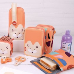 Trousse garnie 2 compartiments FUN ANIMALS Orange Milan