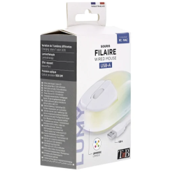 Souris optique filaire 1000dpi luminothérapie - blanc LUMY