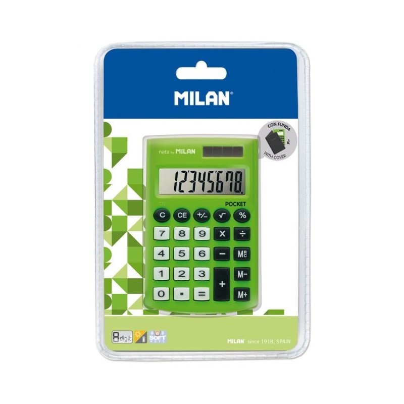 Machine à calculer 8 chiffres Pocket vert ss blister MILAN