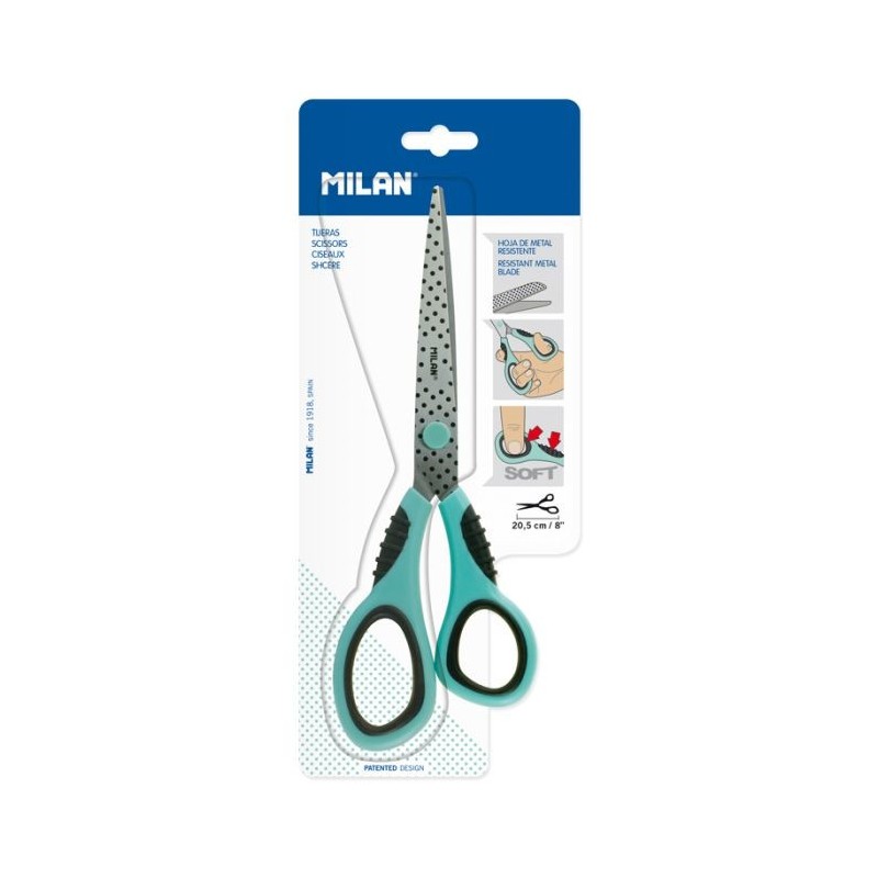 Ciseaux de bureau 20,5cm dots and buttons en blister Milan