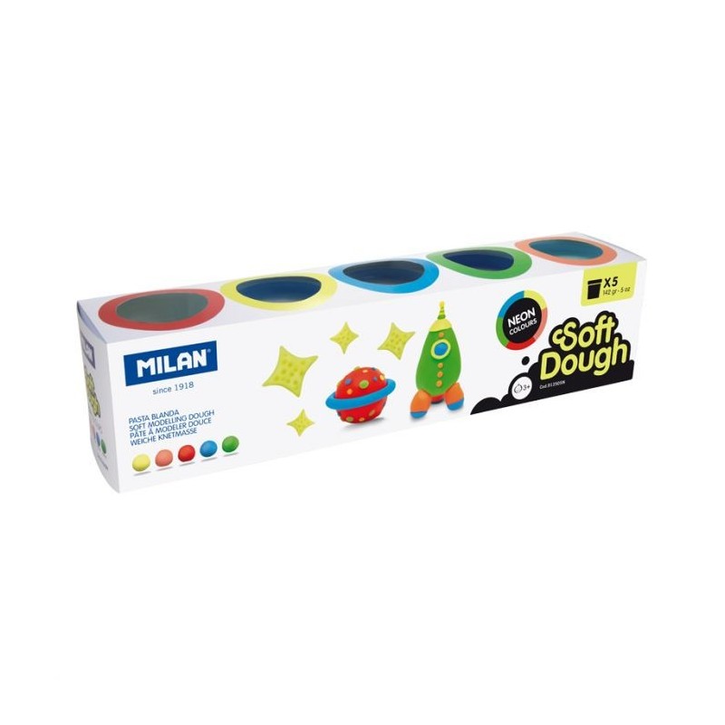 Pâte à modeler 5 pots 142g soft dough Neon MILAN