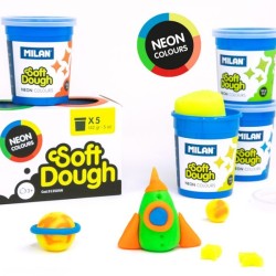 Pâte à modeler 5 pots 142g soft dough Neon MILAN
