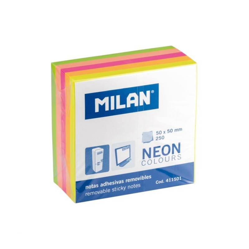 Post it 50x50 4 couleurs néon Milan
