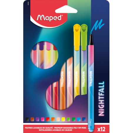 Feutre 12 couleurs pte Moyenne Nightfall Maped