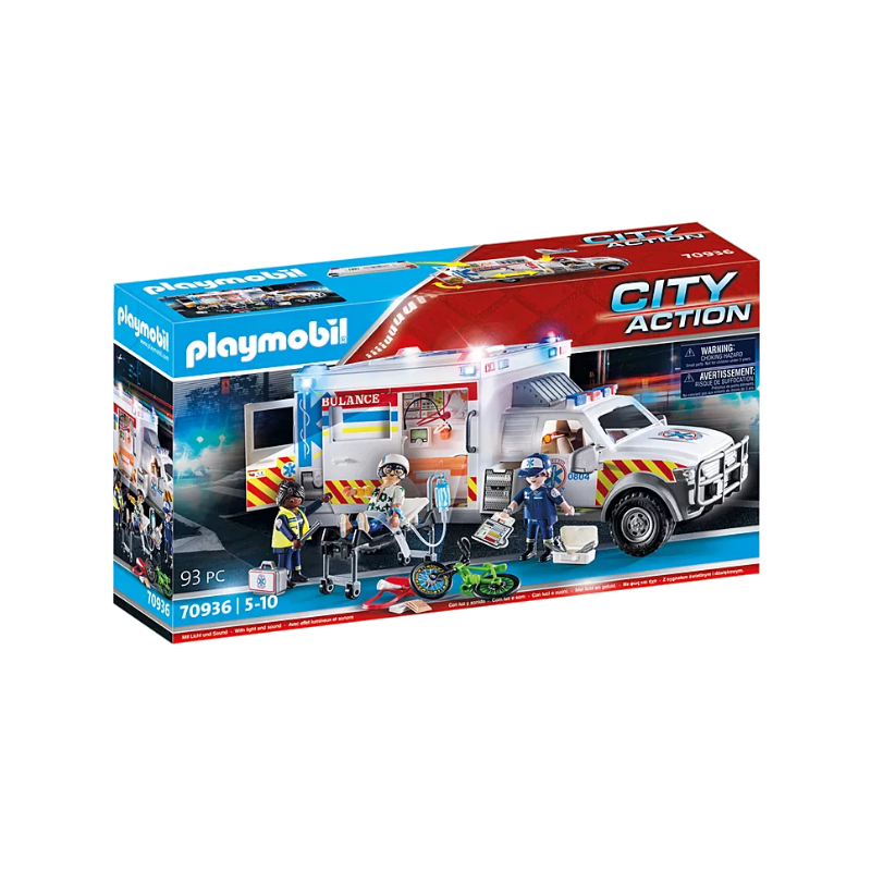 Ambulance avec secouristes et blessé