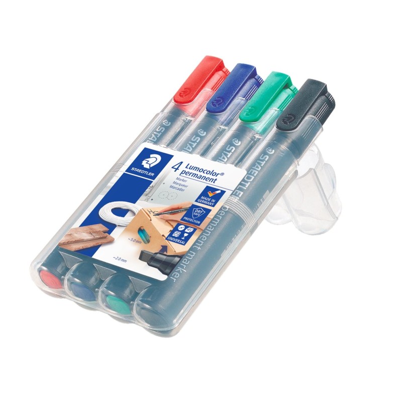 Marqueur permanent biseauté (poch. de 4) Staedtler