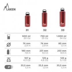 Gourde 1000ml CLASSIC ALUMINIUM LAKEN