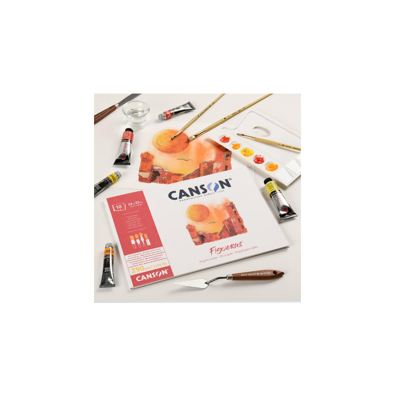 Bloc Papier p/techniques huiles & acrylique 290g 33x41 10f Canson