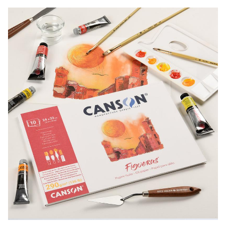 Bloc Papier p/techniques huiles & acrylique 290g 33x41 10f Canson