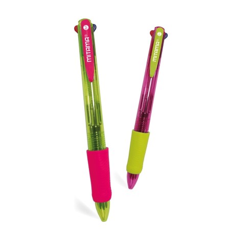 Stylo à bille pte 1mm FOR FUN 4 coul blist de 2 MITAMA