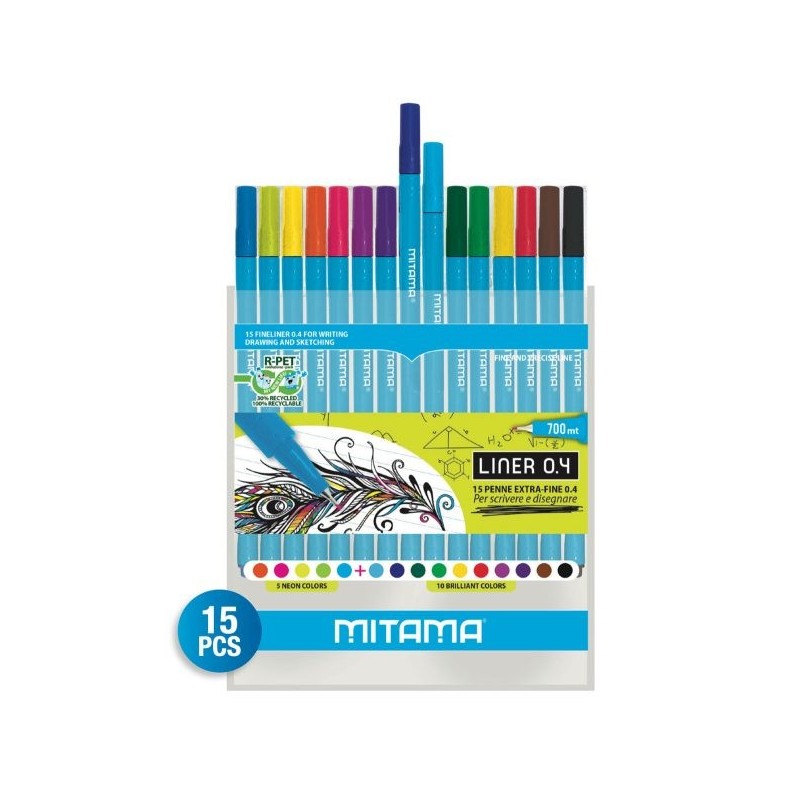 Feutre de bureau pte fine poch de 15 Assorties MITAMA