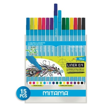 Feutre de bureau pte fine poch de 15 Assorties MITAMA