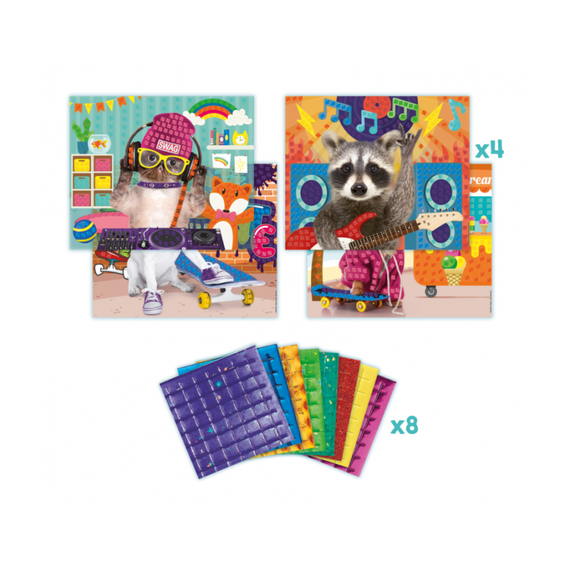 Set de mousse adhésive colorée PHOTO MOSAICS COOL ANIMALS CREATIV