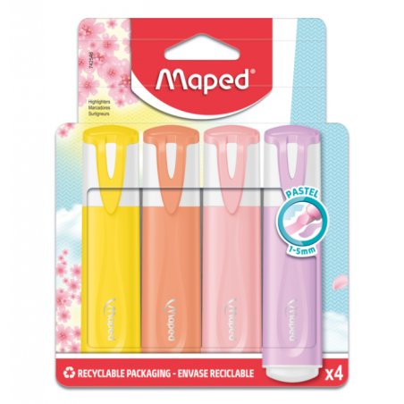 Surligneur FLUO PEPS poch de 4 PASTEL Maped