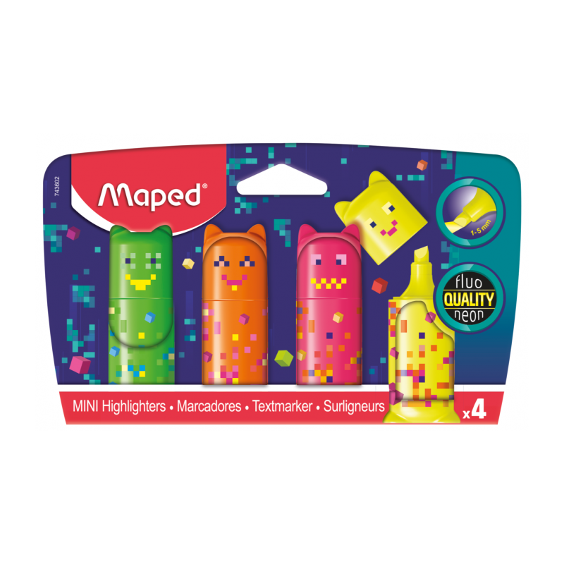 Surligneur mini cute PIXEL PARTY  bister de 4 Maped