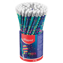 Crayon graphite HB Avec gomme PIXEL PARTY boite de 72 Maped