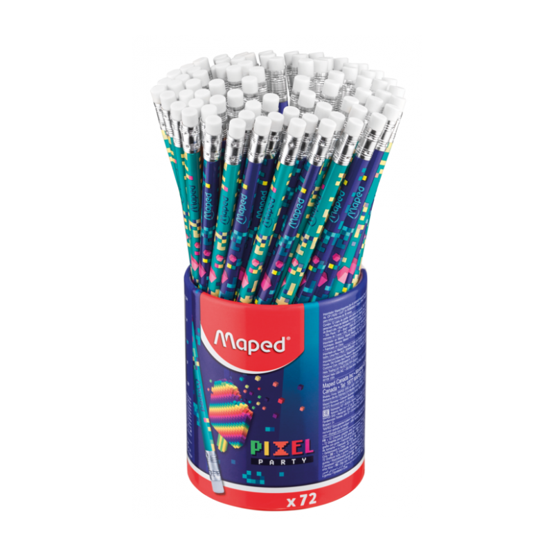 Crayon graphite HB Avec gomme PIXEL PARTY boite de 72 Maped