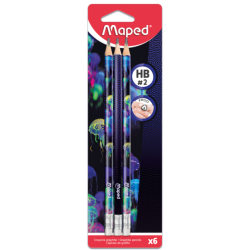 Crayon graphite HB Avec gomme DEEPSEA PARADISE blister x6 Maped