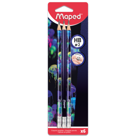 Crayon graphite HB Avec gomme DEEPSEA PARADISE blister x6 Maped