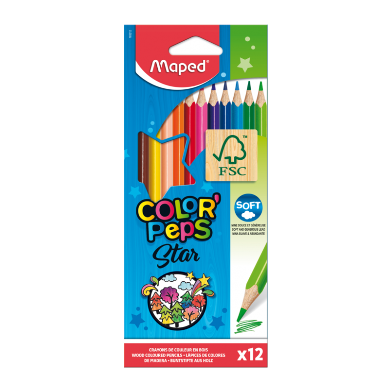 Crayon de couleur 18cm et 12cl color'peps fsc 100% Maped