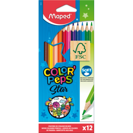 Crayon de couleur 18cm et 12cl color'peps fsc 100% Maped