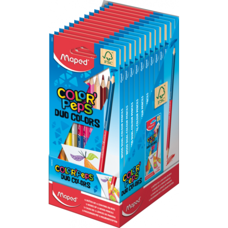 Crayon de couleur 18cm e 12cl bicolores color'peps fsc 100% Maped