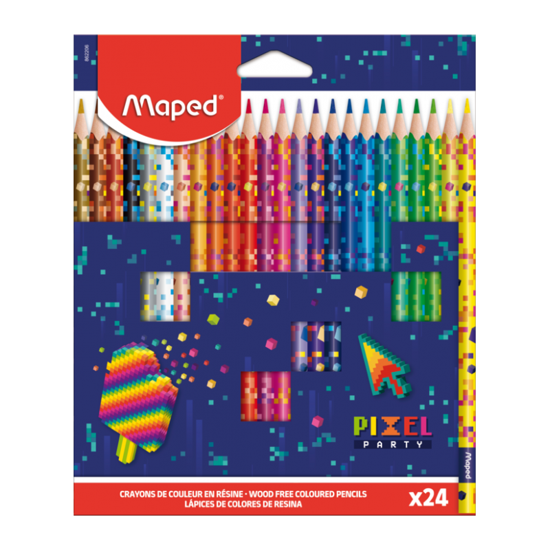 Crayon de couleur 24cl et 18cm  PIXEL PARTY MAPED