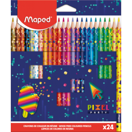 Crayon de couleur 24cl et 18cm  PIXEL PARTY MAPED