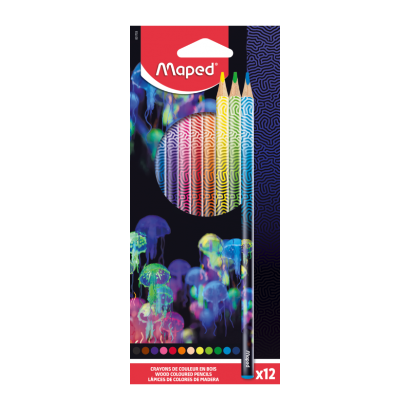 Crayon de couleur x12 et 18cm DEEPSEA PARADISE MAPED