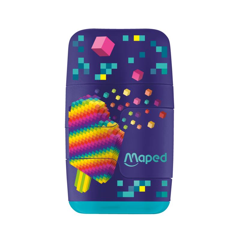 Duo taille-crayon et gomme 2-en-1 display PIXEL PARTY Maped