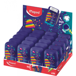 Duo taille-crayon et gomme 2-en-1 display PIXEL PARTY Maped