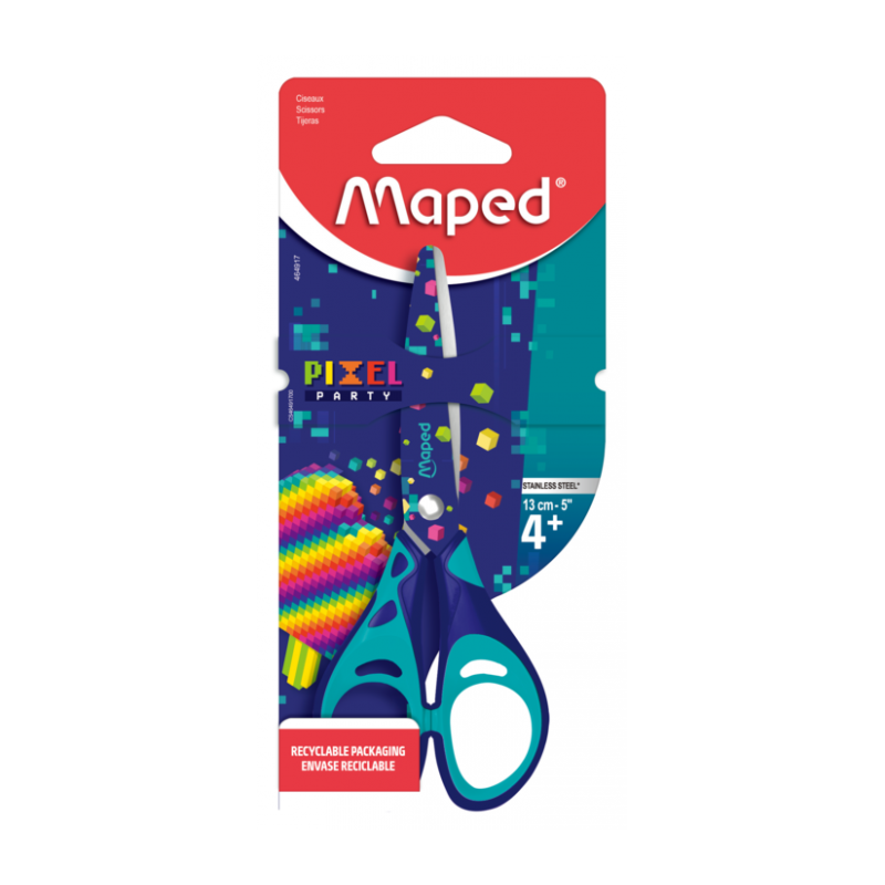 Ciseaux écolier 13cm en blister PIXEL PARTY Maped