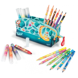 Coffret Trousse+12 feutres+12 crayons de couleur JUMBO JUNGLE FEVER MAPED