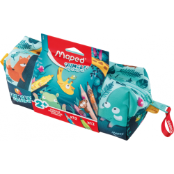 Coffret Trousse+12 feutres+12 crayons de couleur JUMBO JUNGLE FEVER MAPED