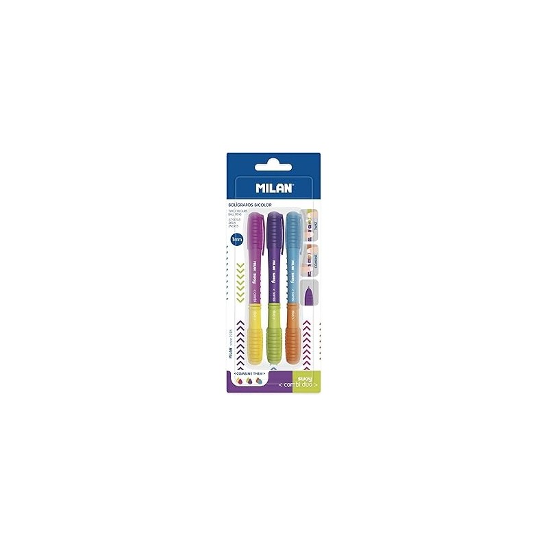Stylo à bille rétractable pte 1mm SWAY combi duo blister de 3 MILAN