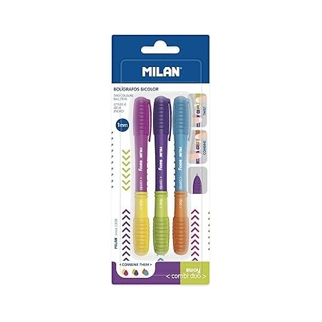 Stylo à bille rétractable pte 1mm SWAY combi duo blister de 3 MILAN