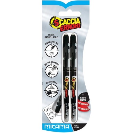 Stylo à bille pointe 0.7 éffaçable GOODY blist de 2 MITAMA